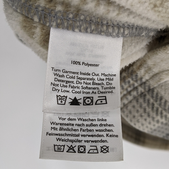 Eddie Bauer Fleece Button Up Shirt Shacket Plaid Long Sleeve Casual Medium - Picture 4 of 6